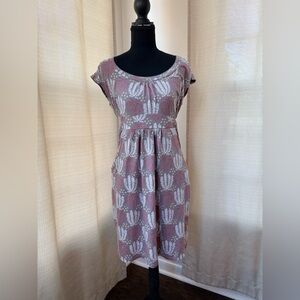 Boden Margot Retro Botanical Print Jersey Knit Day Dress Size 6 Coastal Classic